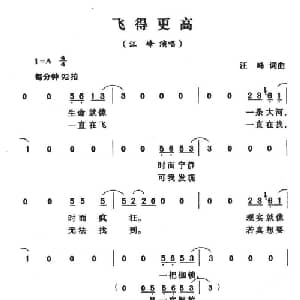 飞得更高_通俗唱法乐谱_词曲:汪峰 汪峰