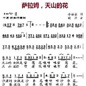 萨拉姆,天山的花_儿歌乐谱_词曲:李幼容 晓丹