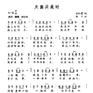 天涯共此时_通俗唱法乐谱_词曲:孙红莺 陈丁