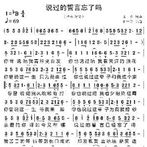 说过的誓言忘了吗_歌曲简谱_词曲:三力 三力