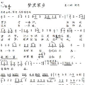 梦里家乡_歌曲简谱_词曲:王心田 王心田