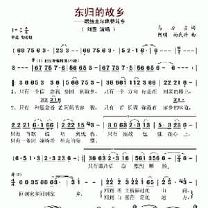 东归的故乡_歌谱投稿_词曲:乌力吉 阿明 杨武升