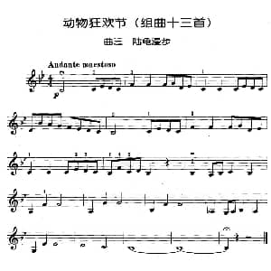 小提琴谱 | 动物狂欢节组曲 三 陆龟漫步 法 圣桑原曲 马景林改编