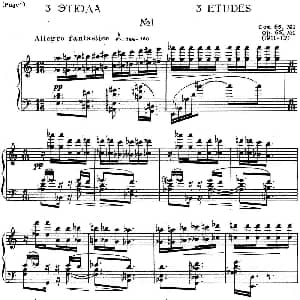 斯克里亚宾3首钢琴练习曲 Op65 钢琴谱 斯克里亚宾