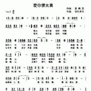爱你情太真_通俗唱法乐谱_词曲:贺梅芳 快乐老天