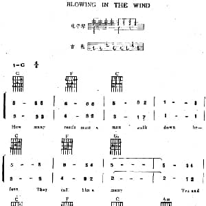 电子琴谱 | BLOWING IN THE WIND 电子琴吉他弹唱谱