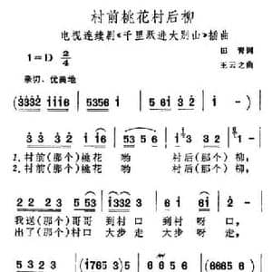 村前桃花村后柳_民歌简谱_词曲:田青 王云之