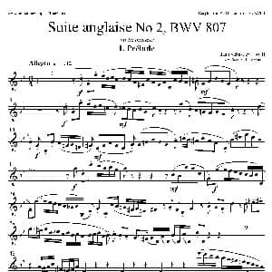 萨克斯谱 | Suite anglaise No 2,BWV 807 法国组曲之二 前奏曲 上低音萨克斯分谱
