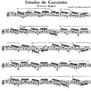 Estudio de Concierto 吉他谱 奥古斯汀 巴里奥斯 曼戈雷 Agustin Barrios Mangore