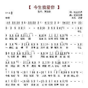 今生我爱你_歌曲简谱_词曲:红尘云烟 红尘云烟