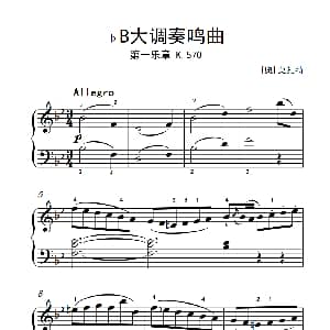 第七级1.♭B大调奏鸣曲 第一乐章 K.570 钢琴谱 奥