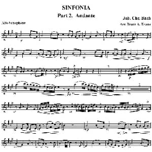 萨克斯谱 | SINFONIA Part 2. Andante 四重奏 中音萨克斯分谱