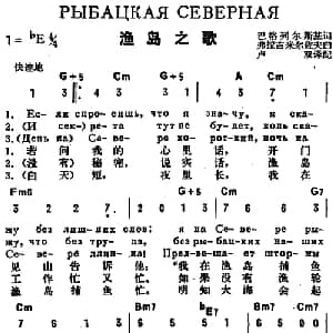 渔岛之歌 前苏联 _外国歌谱_词曲:巴格列尔斯基作词 卢双译配 弗拉吉米尔佐夫