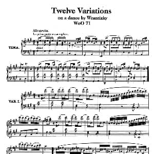12 Variations on a Dance by Wrantizky WoO 71 钢琴谱 路德维希 冯 贝多芬