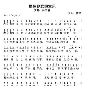 愿做你爱的宝贝_通俗唱法乐谱_词曲:菜籽 菜籽