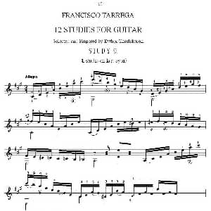 他雷加12首练习曲之9 吉他谱