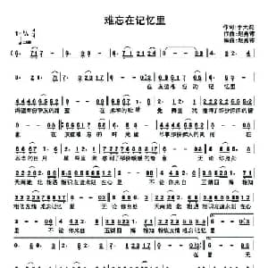 难忘在记忆里_通俗唱法乐谱_词曲:于天花 赵勇德