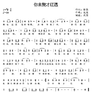 你来我才红透_通俗唱法乐谱_词曲:银燕 龙溟