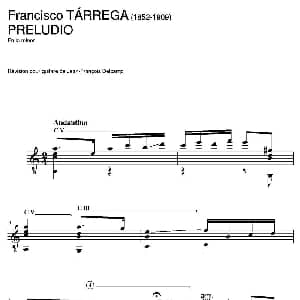 PRELUDIO En la minor 吉他谱 弗朗西斯科 泰雷加 Francisco Tarrega 1852 1909