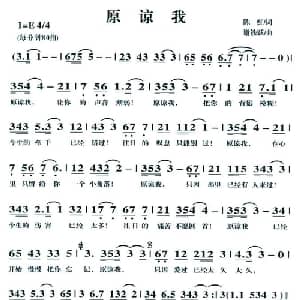 原谅我_通俗唱法乐谱_词曲:陈红 谢铁跃