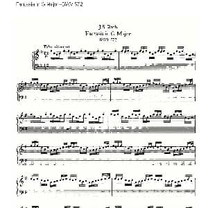 Fantasia in G Major BWV 572 管风琴谱 ohann Sebastian Bach 约翰 塞巴斯蒂安 巴赫