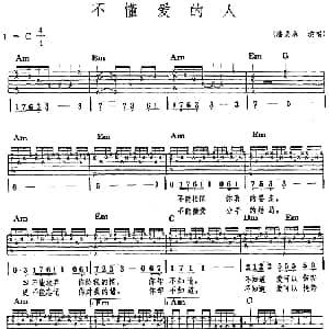 民族吉他弹唱 不懂爱的人 吉他谱 潘美辰