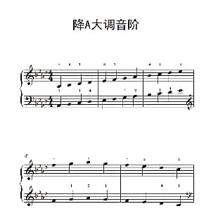 降A大调音阶 钢琴谱