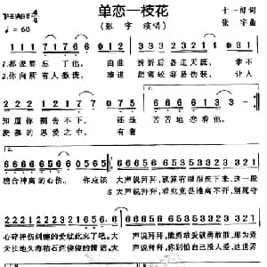 单恋一枝花_通俗唱法乐谱_词曲:十一郎 张宇