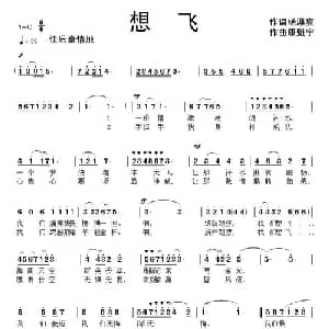 想飞_通俗唱法乐谱_词曲:杨厚爽 康魁宇