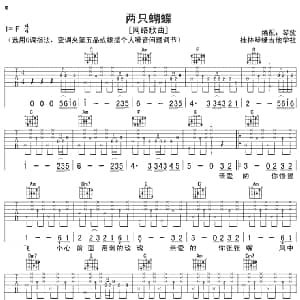 两只蝴蝶 吉他谱 庞龙 琴放