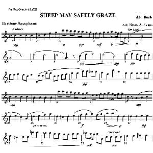 萨克斯谱 | SHEEP MAY SAFELY GRAZE 四重奏 上低音萨克斯分谱