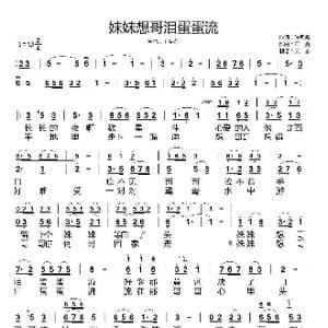 妹妹想哥泪蛋蛋流_歌谱投稿_词曲:张凤敏 石 焱