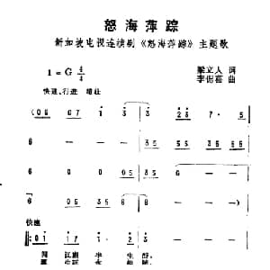 怒海萍踪_通俗唱法乐谱_词曲:梁立人 李偲菘