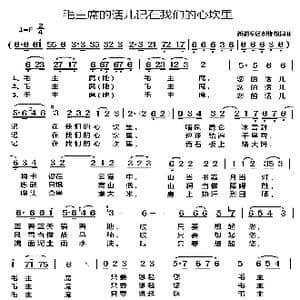 毛主席的话儿记在我们的心坎里_歌曲简谱_词曲:新疆军区集体创作组 新疆军区集体创作组