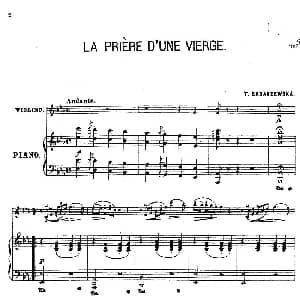 小提琴谱 | LA PRIERE D'UNE VIERGE 少女的祈祷 小提琴 钢琴伴奏