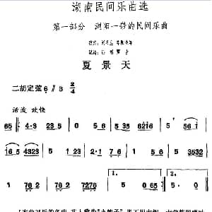 夏景天 湖南民间乐曲选 洪滔 贾古记谱