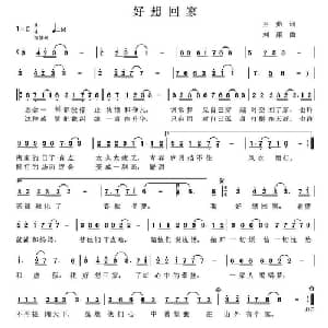 好想回家_通俗唱法乐谱_词曲:王茹 刘翔