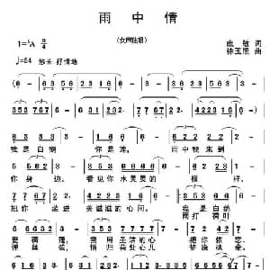 雨中情_通俗唱法乐谱_词曲:庞敏 徐玉照