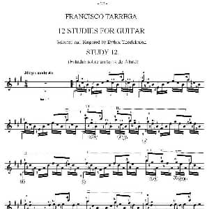 他雷加12首练习曲之12 吉他谱