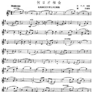 小提琴谱 | 何日才相会 电视剧 何日彩云归 插曲 田丰 宋珑