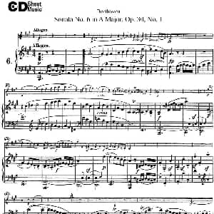 小提琴谱 | Violin Sonata No.6 in A Major Op.30 No.1 小提琴 钢琴伴奏