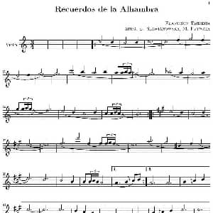 小提琴谱 | Recuerdos de la Alhambra 阿尔罕布拉的回忆 小提琴分谱 塔雷加