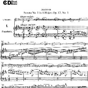 小提琴谱 | Violin Sonata No.1 in D Major Op.12 No.1 小提琴 钢琴伴奏