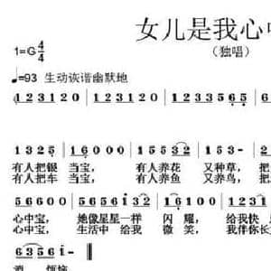 女儿是我心中宝_民歌简谱_词曲:范修奎 张朱论