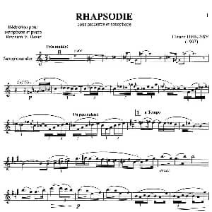 萨克斯谱 | Rhapsodie Claude Debussy