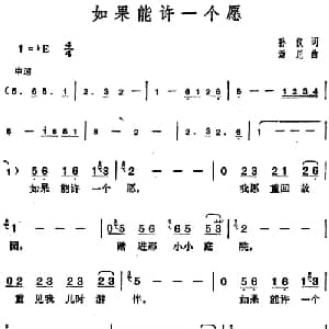 邓丽君演唱金曲 如果能许一个愿_通俗唱法乐谱_词曲:孙仪 汤尼