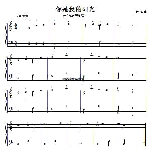 流行钢琴小曲 你是我的阳光 钢琴谱