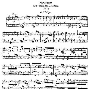6 Pieces for Children Op.72 钢琴谱 菲利克斯 门德尔松 巴托尔迪
