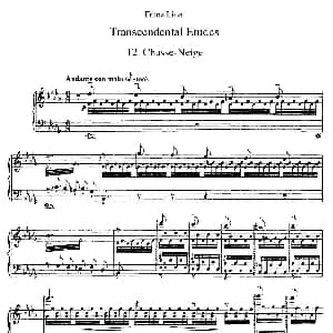 12首超级技巧练习曲 Chasse neige 钢琴谱 李斯特