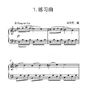 第一级B组 练习曲 钢琴谱 车尔尼